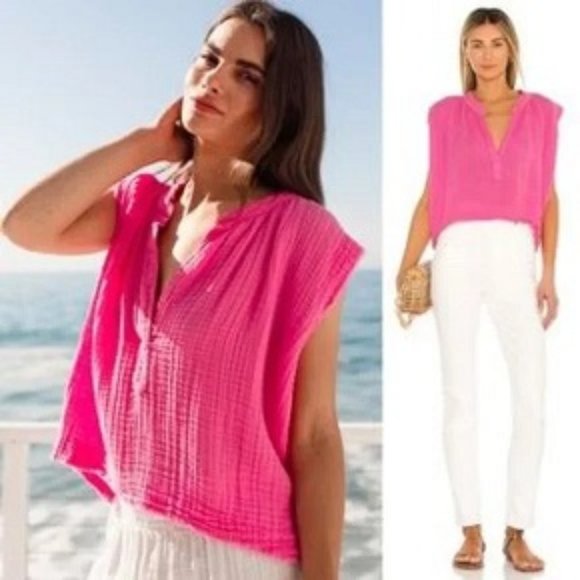 NWT Womens 9Seed Resort Pink Gauzy Top M/L * - Picture 1 of 6